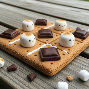 Camping trip essential- Smore's clay tic tac toe board